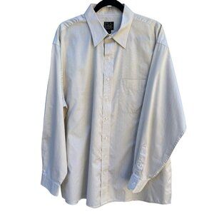 Jos A Bank Signature Collection Mens White Striped Long Sleeve‎ Dress Shirt XL